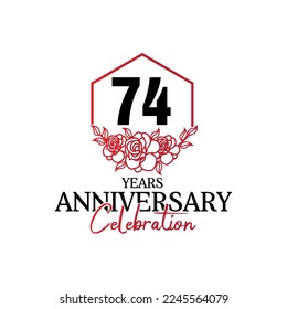 74 years anniversary logo, luxurious anniversary vector design celebration 