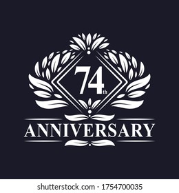 74 years Anniversary Logo, Luxury floral 74th anniversary logo.