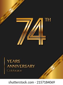 74 Years Anniversary logotype. Anniversary celebration template design for booklet, leaflet, magazine, brochure poster, banner, web, invitation or greeting card. Vector illustrations.