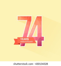 74 Years Anniversary with Low Poly Design