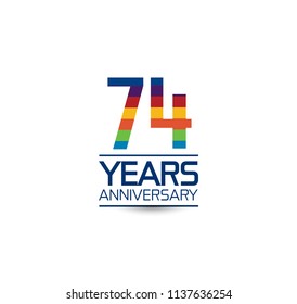 74 years anniversary rainbow color style simple design with white background for company celebration event