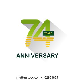 74 years anniversary, signs, symbols,flat design.