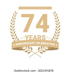 74 years anniversary vector icon, logo. Graphic design element with number and text composition for 74th anniversary