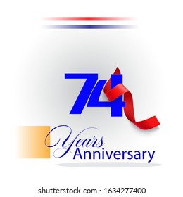  74 Years Anniversary Vector Template Design Illustration