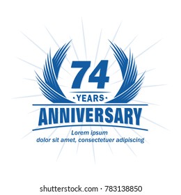 74 years design template. Anniversary vector and illustration template.