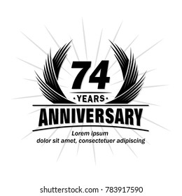 74 years design template. Anniversary vector and illustration template.