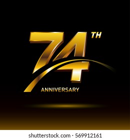 74 Years Golden Anniversary Logo Celebration Stock Vector (Royalty Free ...