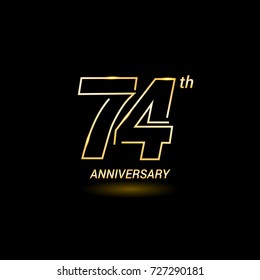 74 years golden line anniversary celebration logo design