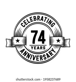 74 years logo design template. 74th anniversary vector and illustration.