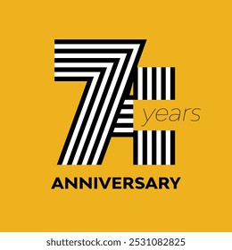 Ilustración de diseño de Plantilla de Plantilla de Vector de aniversario retro de 74 años