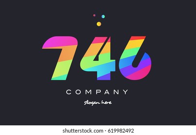 746 creative color green orange blue magenta pink number digit company logo vector icon spectrum