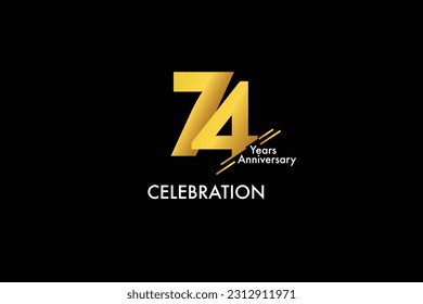 74th, 74 years, 74 year anniversary gold color on black background abstract style logotype. anniversary with gold color isolated on black background, vector design for celebration vector