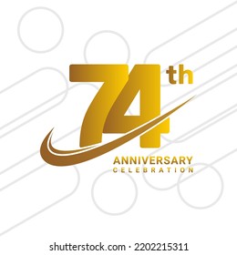 74th anniversary celebration, golden anniversary celebration logo type isolated on white background, vector illustration