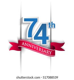 74th Anniversary celebration logo, Vector design template elements for your birthday party.