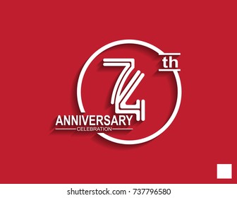 74th anniversary celebration logotype with linked number in circle isolated on red background