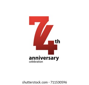 74th anniversary celebration logotype. anniversary logo simple isolated on white background, vector design for celebration, invitation card, and greeting card