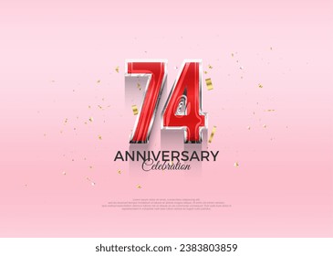 74th anniversary celebration, vector 3d design with luxury and shiny gold. Premium vector background for greeting and celebration.