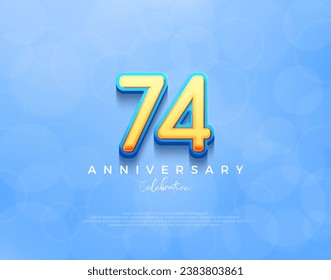 74th anniversary design. premium vector background with navy blue shades. Premium vector background for greeting and celebration.