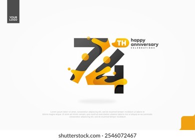 74th Anniversary icon with water splash
