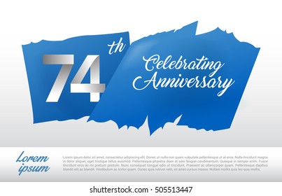 74th anniversary logo with blue abstract backgrond. design template