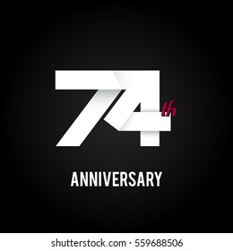 74th Anniversary  Logo Celebration, Flat Design Isolated on Black Background