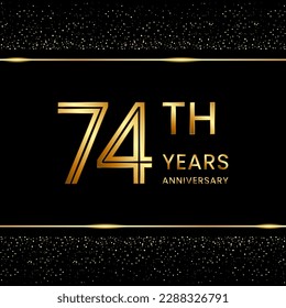 74th anniversary logo design with double line concept. Line Art style. Golden number logo. Vector Template Illustration