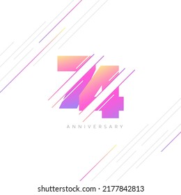 74th Anniversary Logo Design, Number 74 Icon Vector Template.