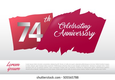 74th anniversary logo with red abstract backgrond. design template