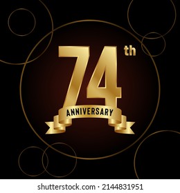 74th Anniversary logotype. Anniversary celebration template design for booklet, leaflet, magazine, brochure poster, banner, web, invitation or greeting card. Vector illustrations.