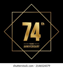 74th anniversary logotype. Anniversary celebration template design with golden ring for booklet, leaflet, magazine, brochure poster, banner, web, invitation or greeting card. Vector illustrations.