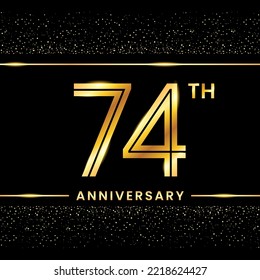 74th Anniversary Logotype. Golden Anniversary template design for celebration event, invitation card, greeting card, flyer, banner, poster, double line logo, vector illustration