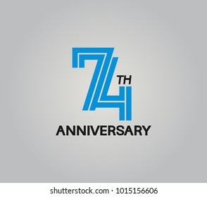 74th anniversary logotype with multiple line style blue color isolated on white background for celebration