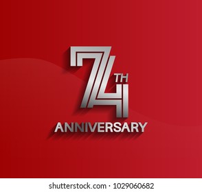 74th anniversary logotype silver color with multiple line style for celebration event