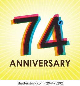 74th Anniversary poster / template design in retro style - Vector Background