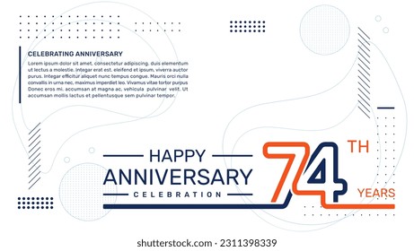 74th anniversary template design with abstract background, vector template
