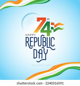 74th Indian Republic Day Celebration Background Design Template