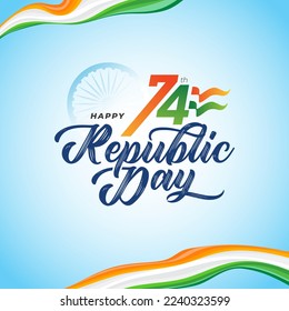 Plantilla de diseño de fondo para celebración del 74° Día de la República India