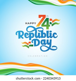 74th Indian Republic Day Celebration Background Design Template