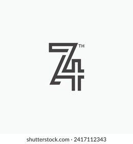 74.º número setenta y cuatro abstractos ícono de diseño con un logotipo mínimo. Objeto aislado sobre fondo blanco
