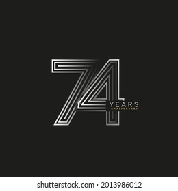 74th years anniversary celebration logotype with linked number black and white. Simple and modern design, vector design for anniversary celebration.