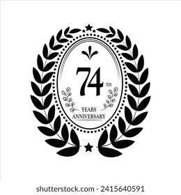 Feierlichkeiten zum 74. Jahrestag. Vector Template festliche Illustration schwarze Farbe mit weißem Hintergrund. Dekoration von Geburtstagsfeiern oder Hochzeitsfeiern.