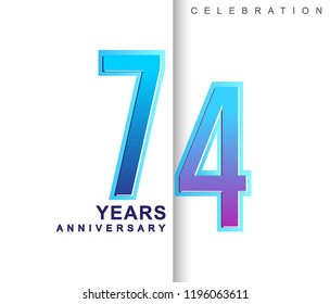 74th Years Anniversary with colorful design. Applicable for brochure, flyer, Posters, web and Banner Designs, anniversary celebration
