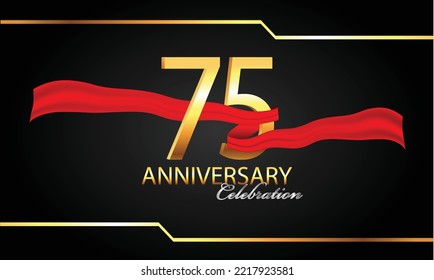 75 anniversary celebration. 75th anniversary celebration. 75 year anniversary celebration with red ribbon and black background.	