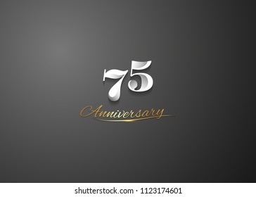  75 Anniversary elegant logotype design, white colored isolated on black background