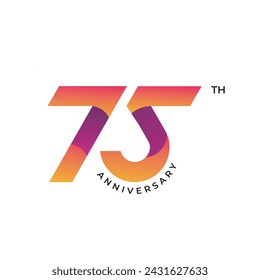 75 anniversary logo design. 75th anniversary gradient logo template, vector and illustration