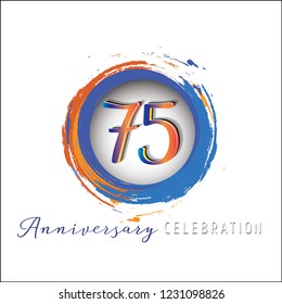 75 Anniversary Logo light orange blue