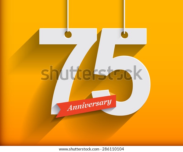 75 Anniversary Numbers Ribbon Flat Origami Stock Vector (Royalty Free