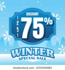 75% Blue Discount Banner Special Winter Sale