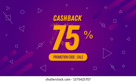 75% Cashback Sign Background for Ecommerce Desktop Landing Page, Website Header, Banner or Poster