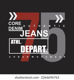 75 Core-Denim-Jeans, Design-Typografie, Vektorgrafik